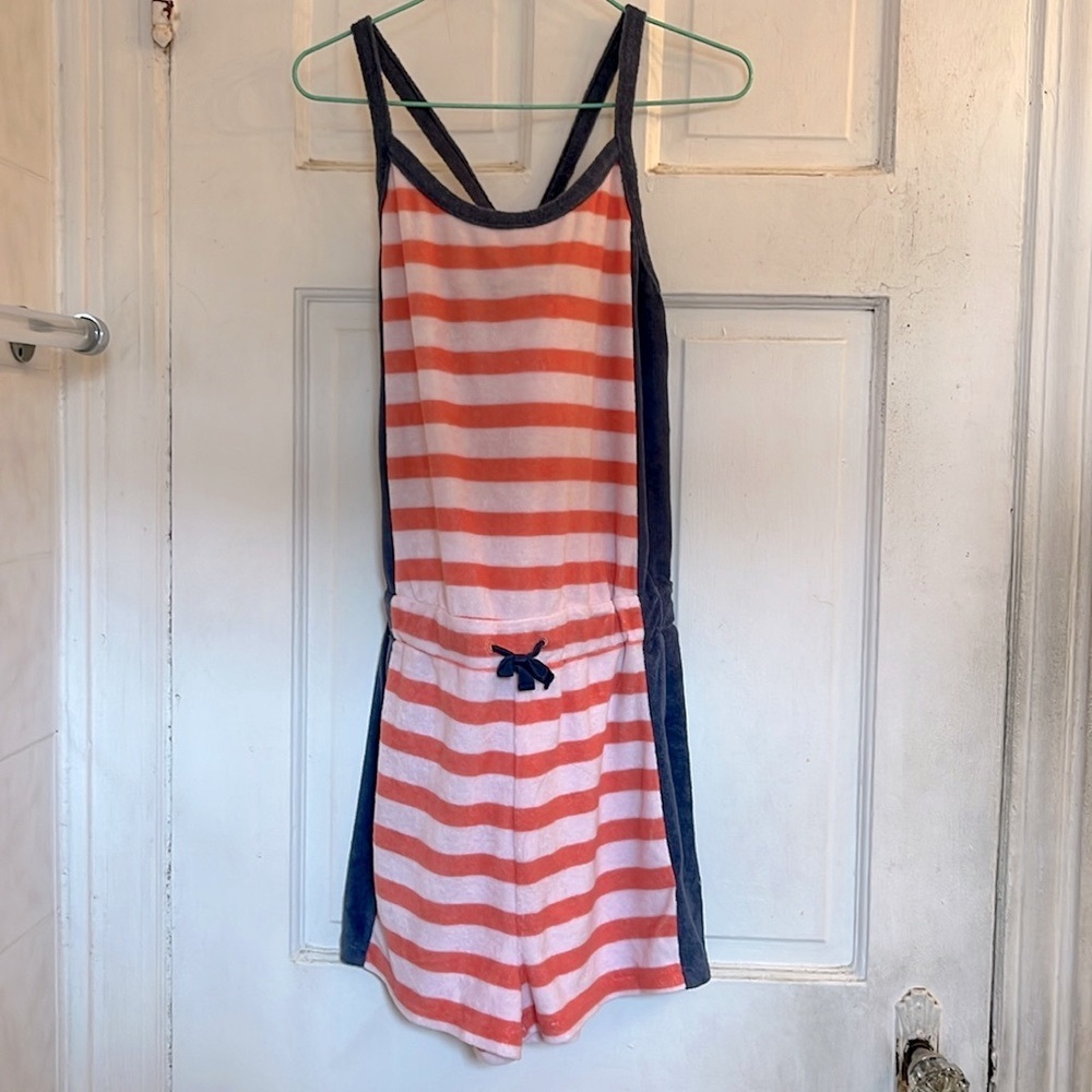 J. Crew/Crewcuts girls terrycloth striped romper in size 14